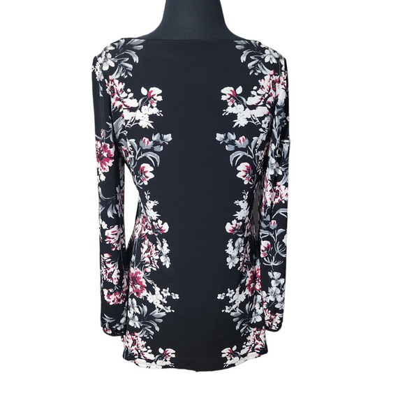 White House black market top blouse floral long sleeve sz S - Picture 2 of 9